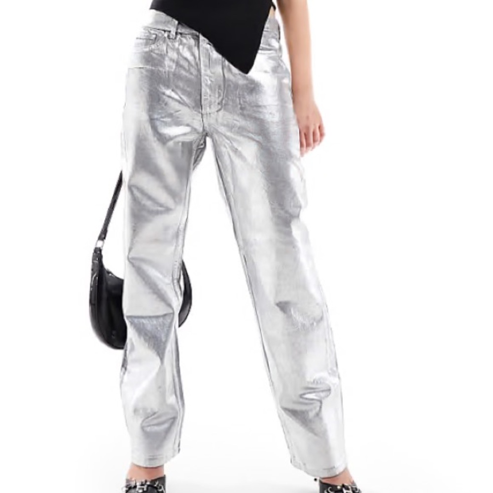 NWT Mango Silver Shimmer Jeans | Size 4